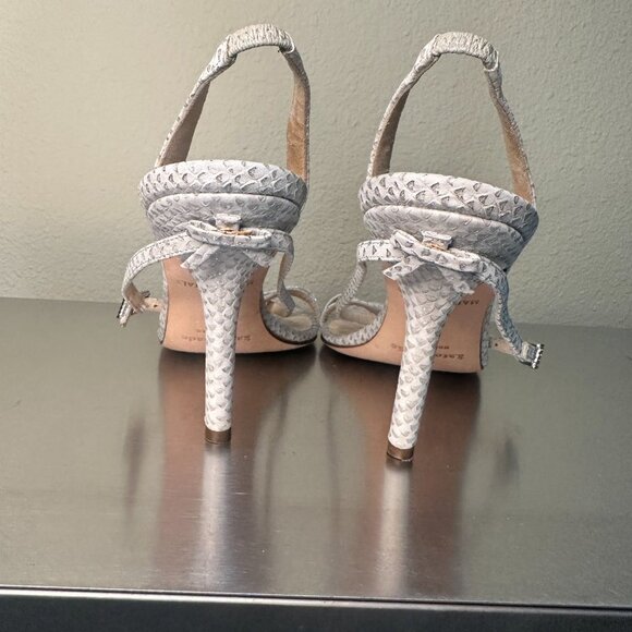 RARE!!! KATE SPADE Bow Detail Metallic Snake Skin Strappy Heels Sandals size 8 - Picture 9 of 16